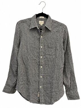 J.Crew Men's 100% Linen Black White Gingham Check Button Down Shirt Size XS